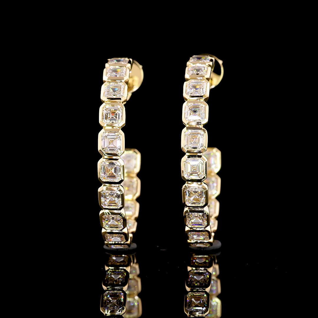 4ctw Bezel Asscher C Hoop Earrings