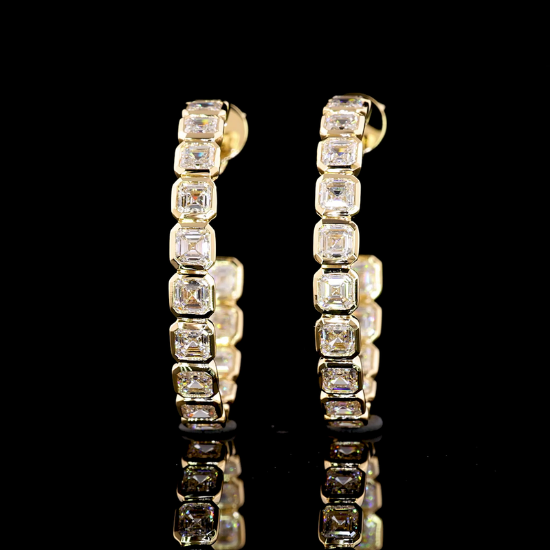 4ctw Bezel Asscher C Hoop Earrings