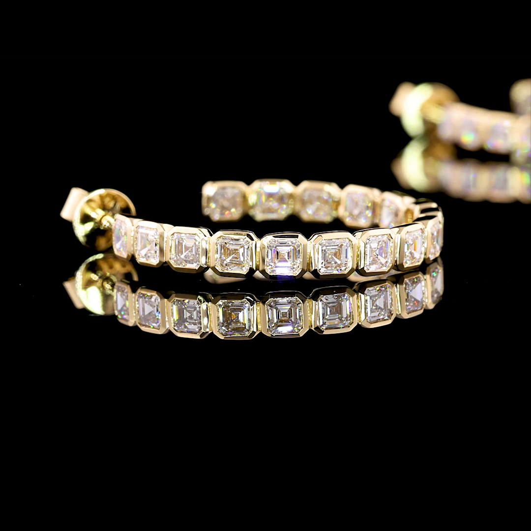 4ctw Bezel Asscher C Hoop Earrings