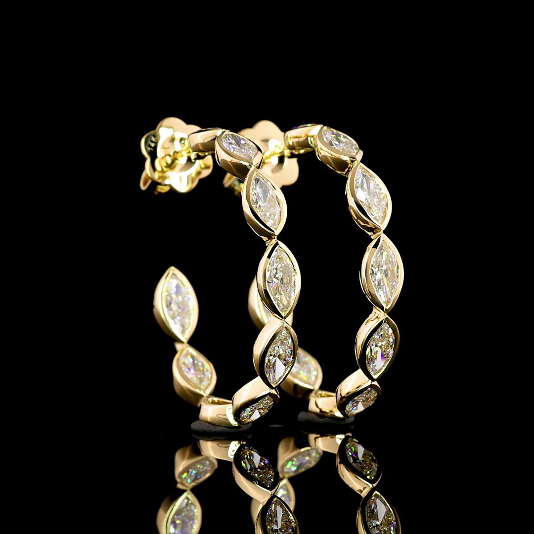 4ctw Bezel Marquise C Hoop Earrings