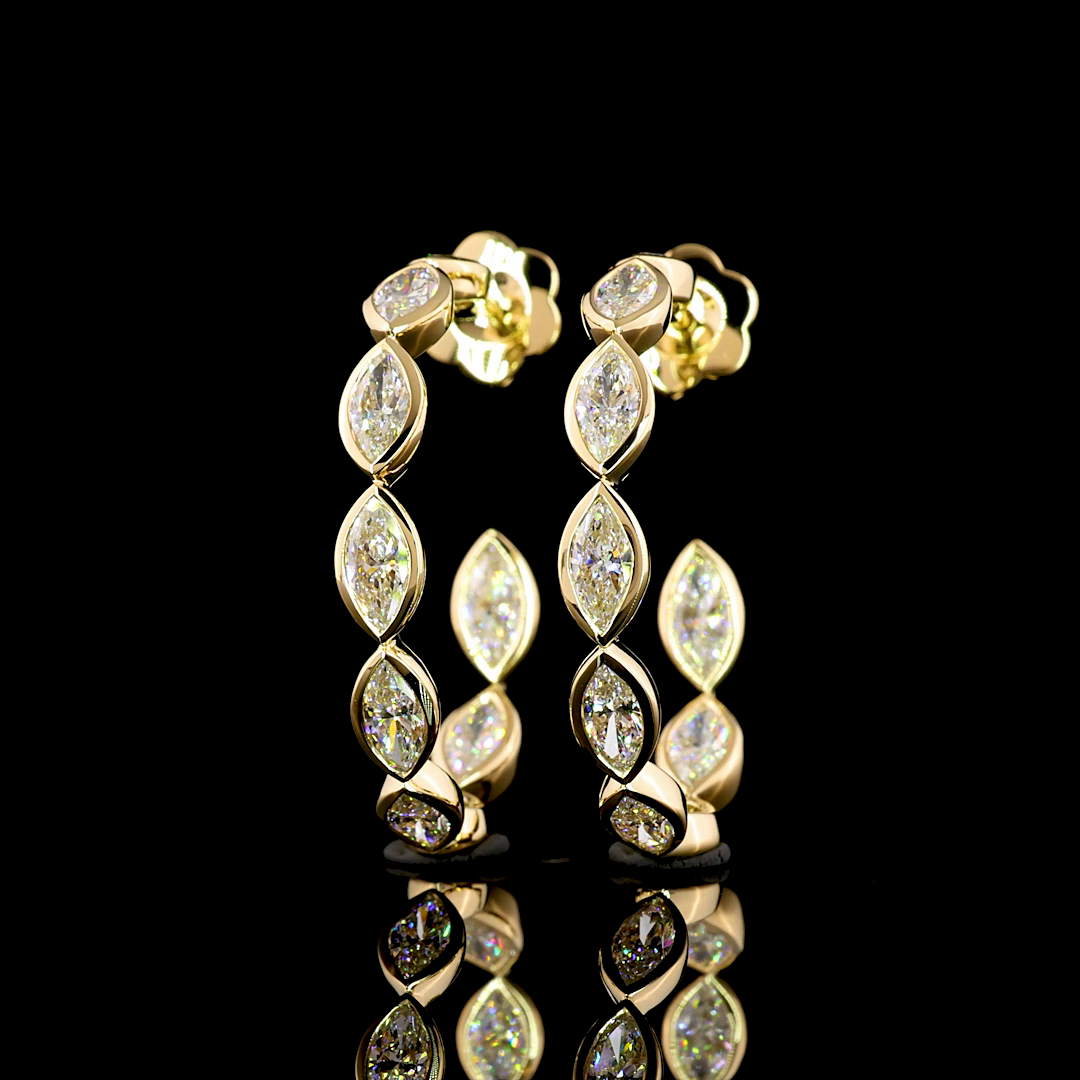 4ctw Bezel Marquise C Hoop Earrings