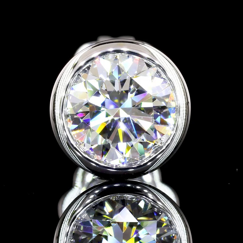 2ctw Bezel Round Stud Earrings