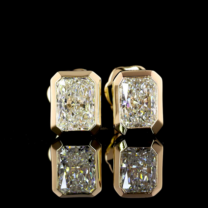 1-1/2ctw Bezel Radiant Stud Earrings