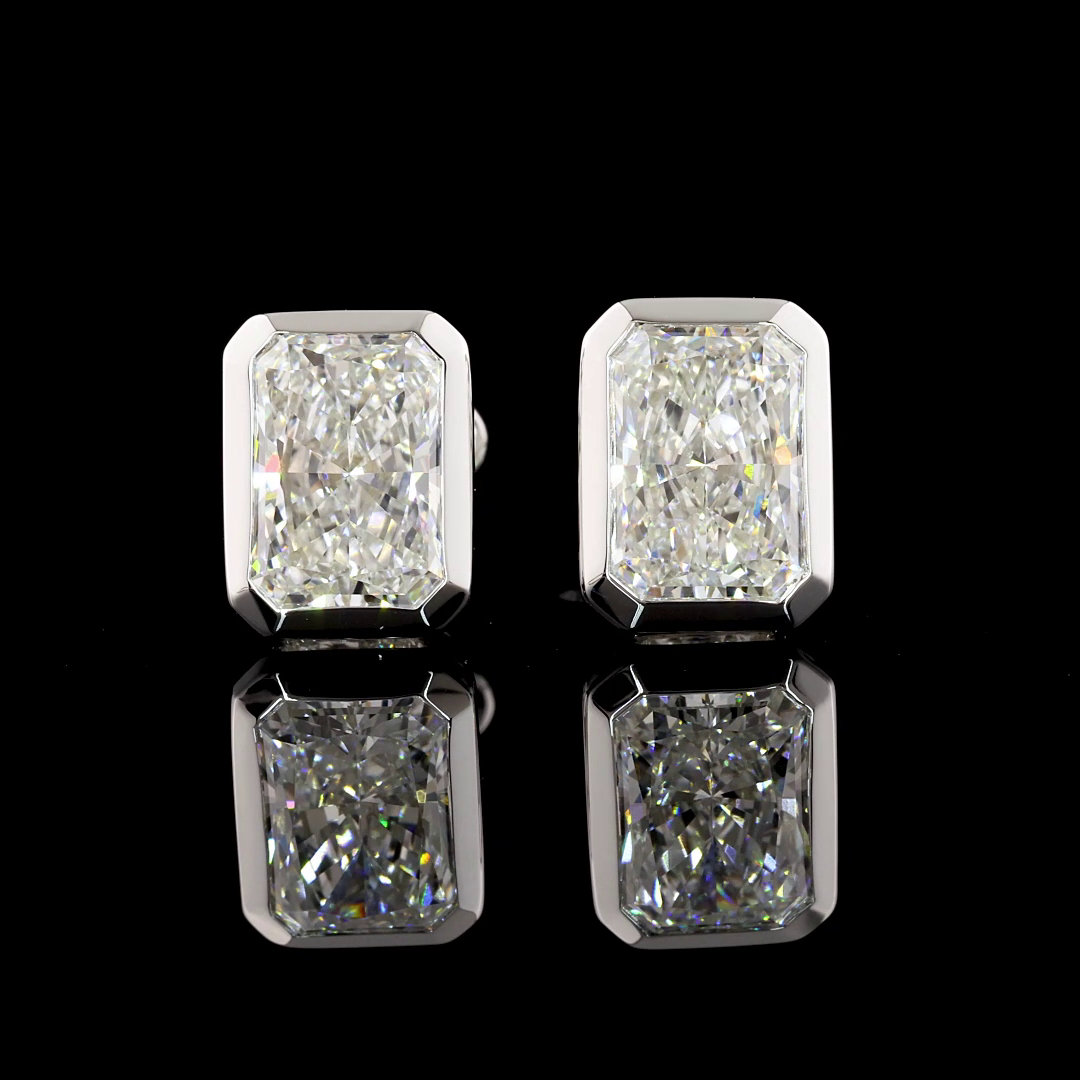3ctw Bezel Radiant Stud Earrings
