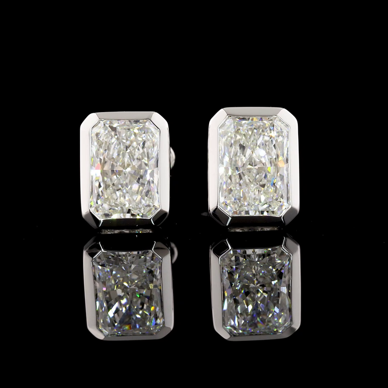 3ctw Bezel Radiant Stud Earrings