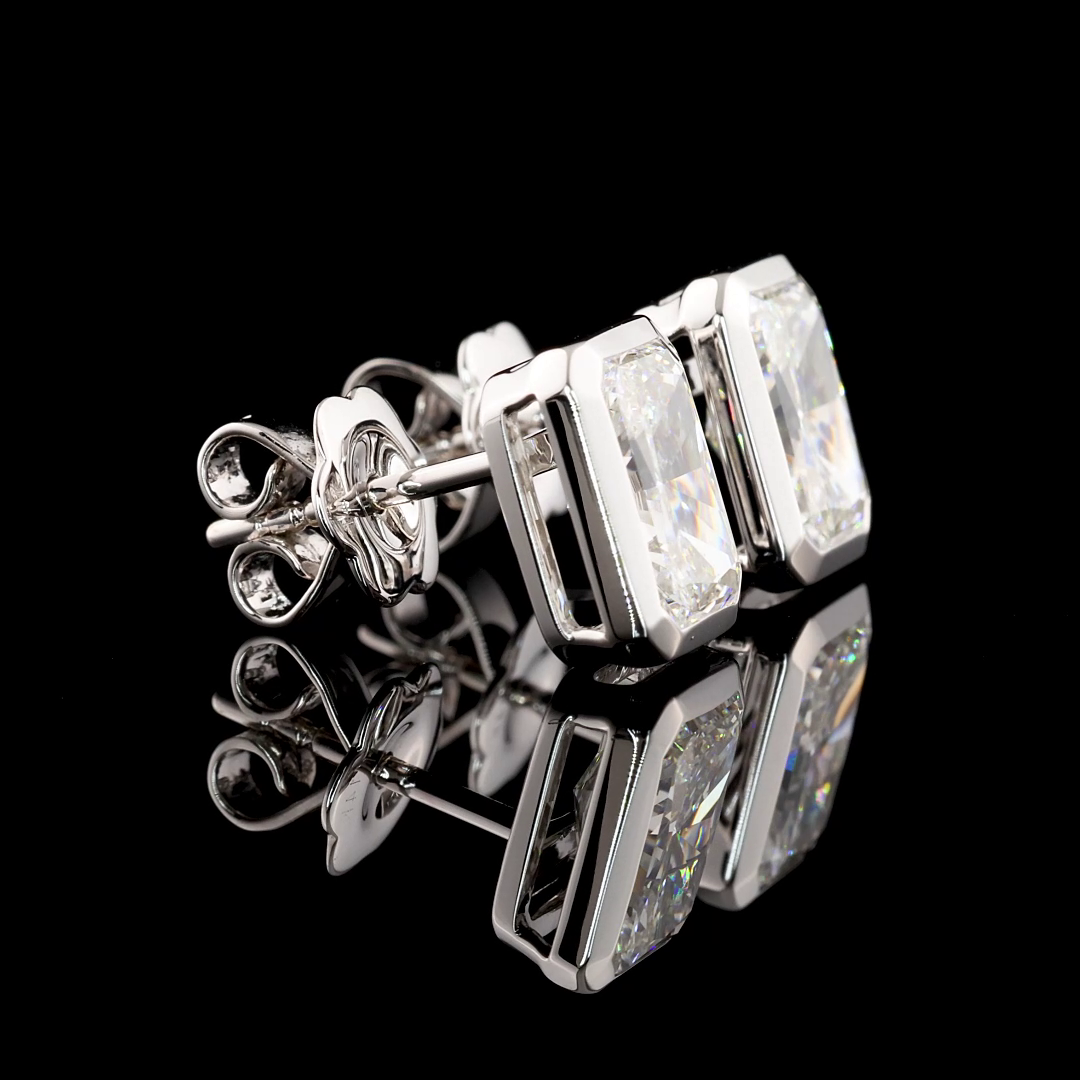 3ctw Bezel Radiant Stud Earrings
