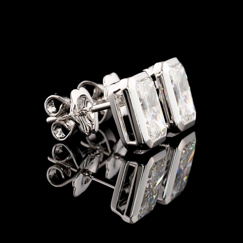 3ctw Bezel Radiant Stud Earrings