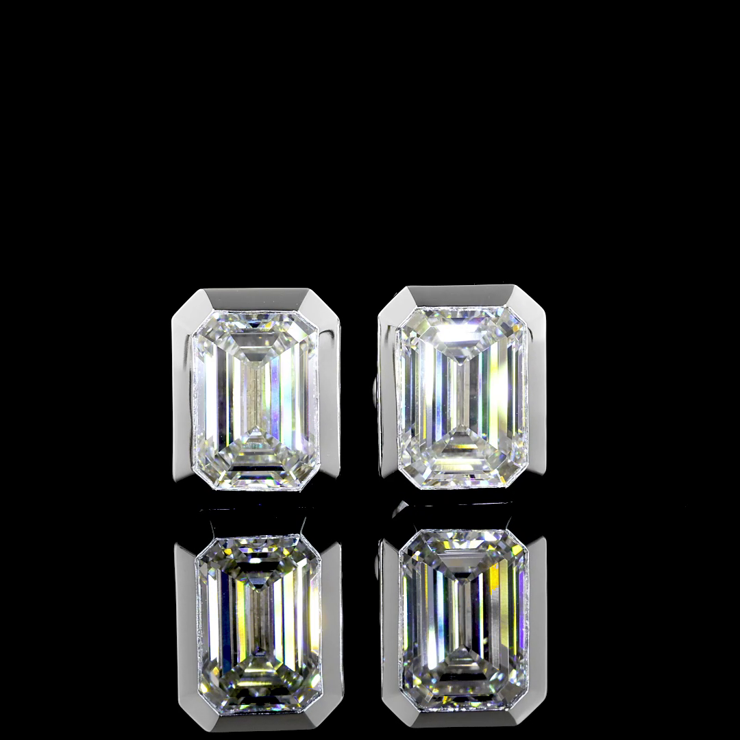 3ctw Bezel Emerald Stud Earrings