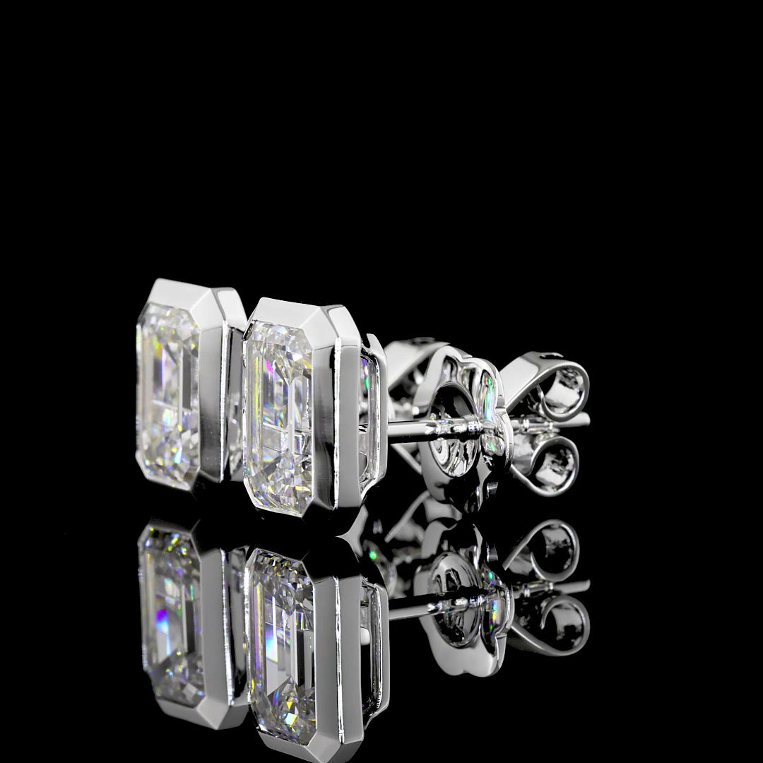 3ctw Bezel Emerald Stud Earrings