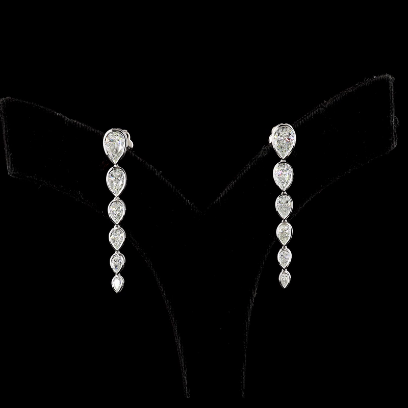 2-3/4ctw Bezel Pear Drop Earrings