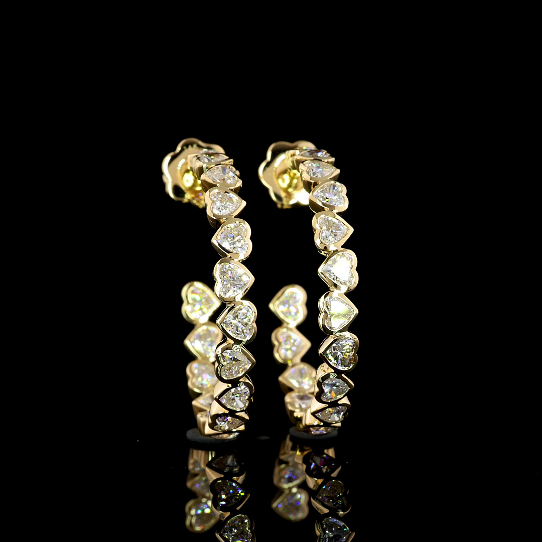 8ctw Bezel East West Heart C Hoop Earrings