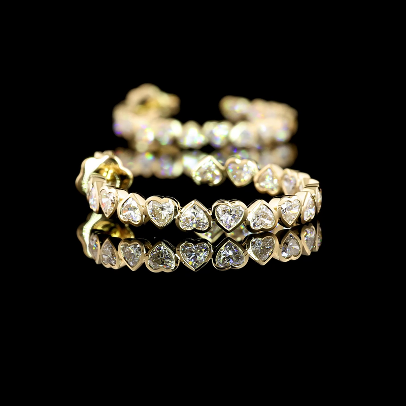8ctw Bezel East West Heart C Hoop Earrings