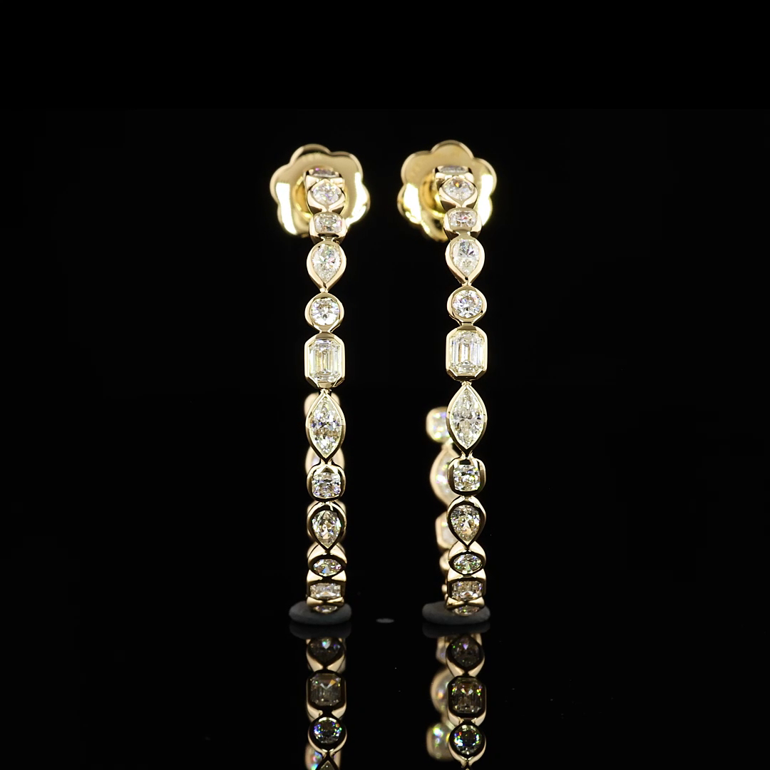 2ctw Bezel Marquise & Round C Hoop Earrings