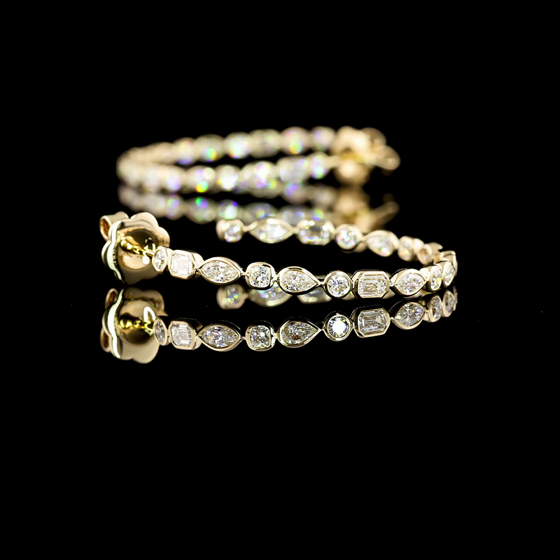 2ctw Bezel Marquise & Round C Hoop Earrings
