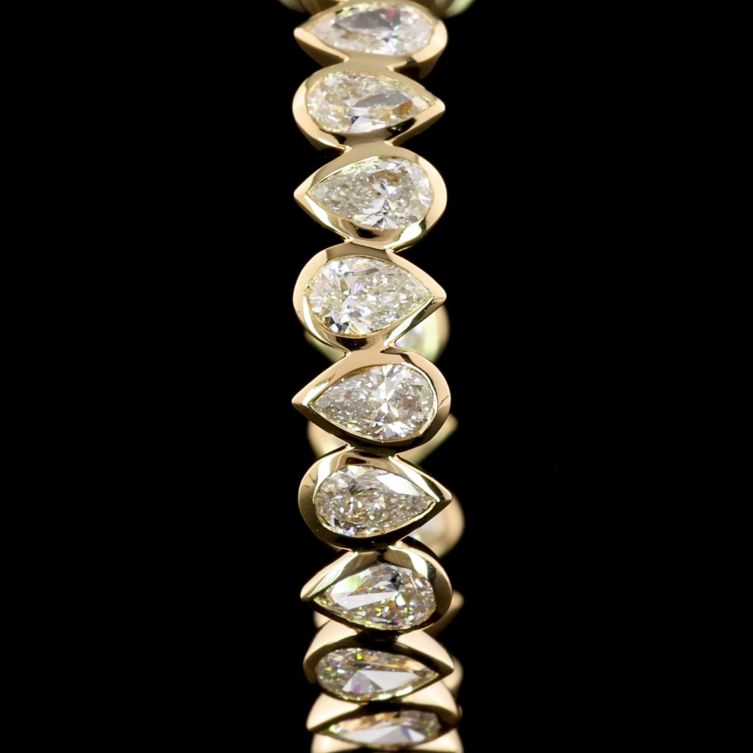 2-3/4ctw Bezel East West Pear C Hoop Earrings