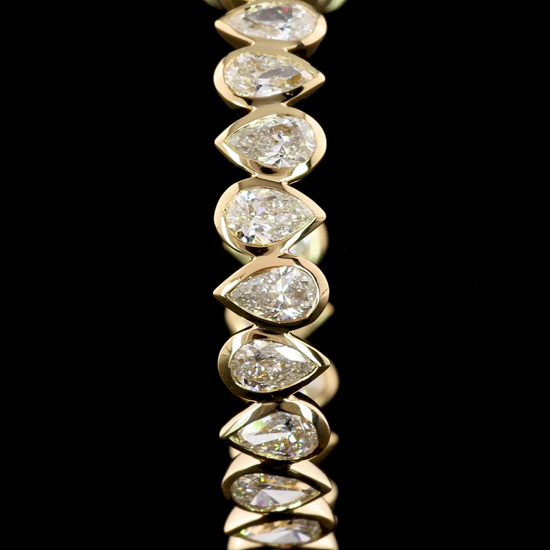 2-3/4ctw Bezel East West Pear C Hoop Earrings
