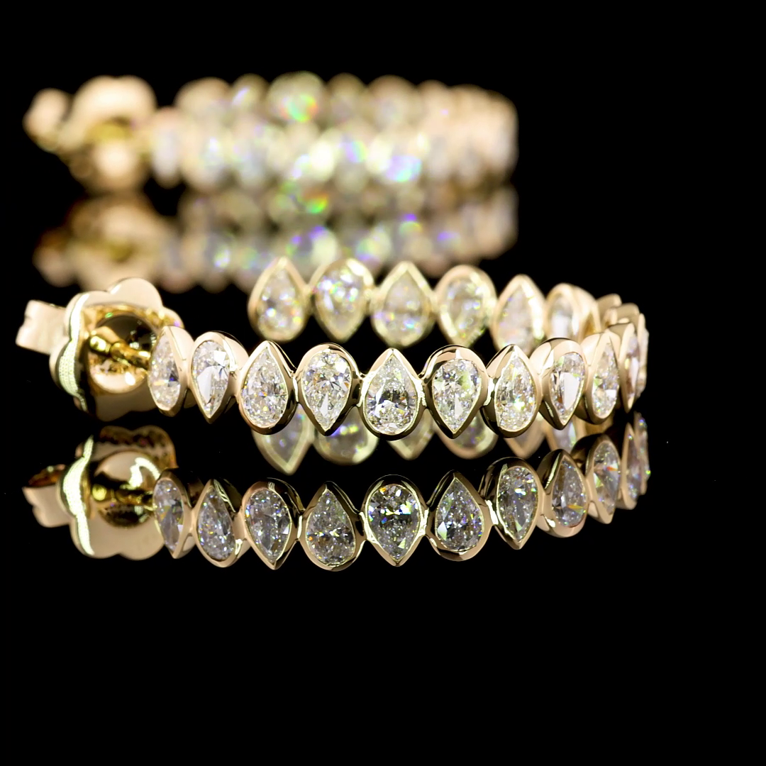 2-3/4ctw Bezel East West Pear C Hoop Earrings
