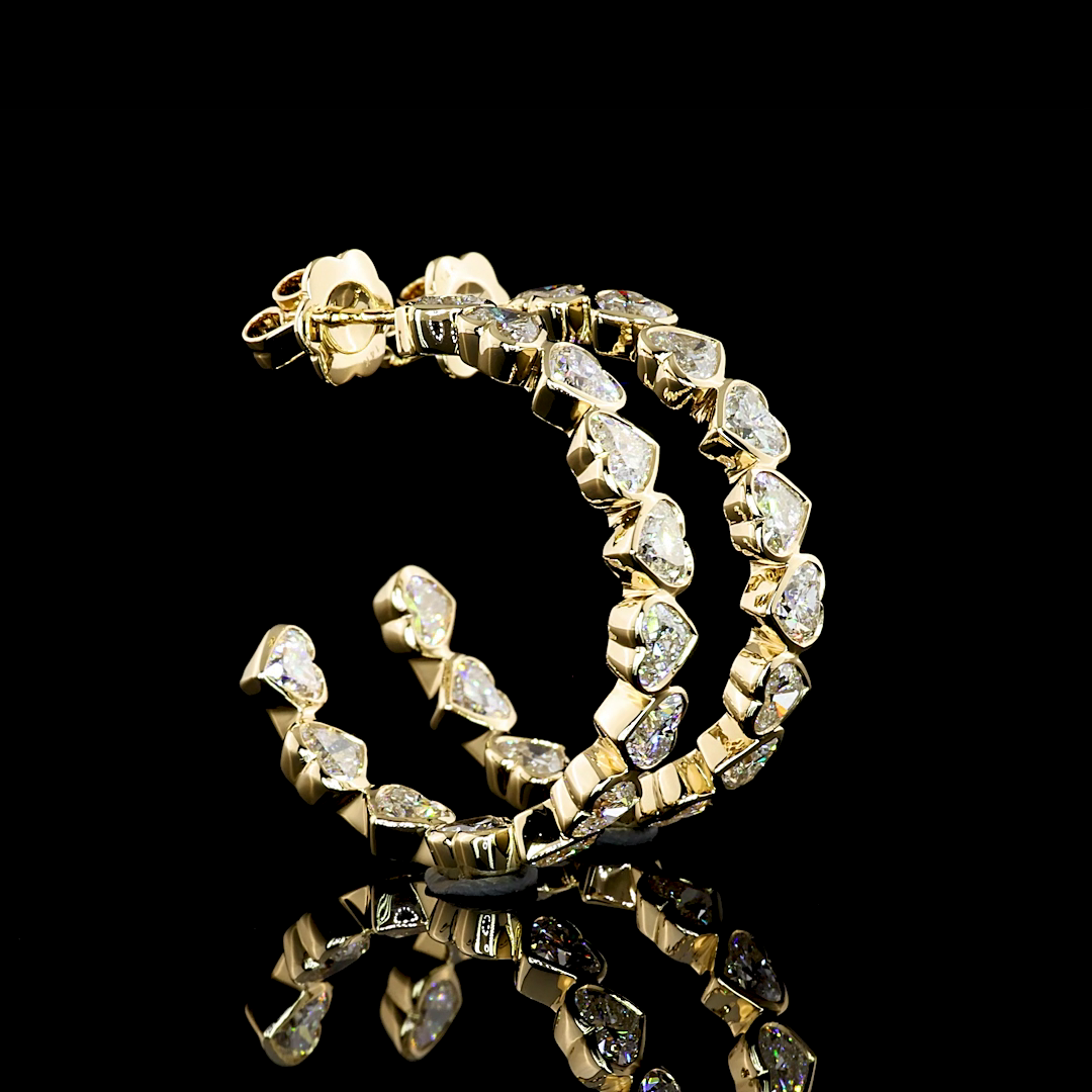 6ctw Bezel East West Heart C Hoop Earrings