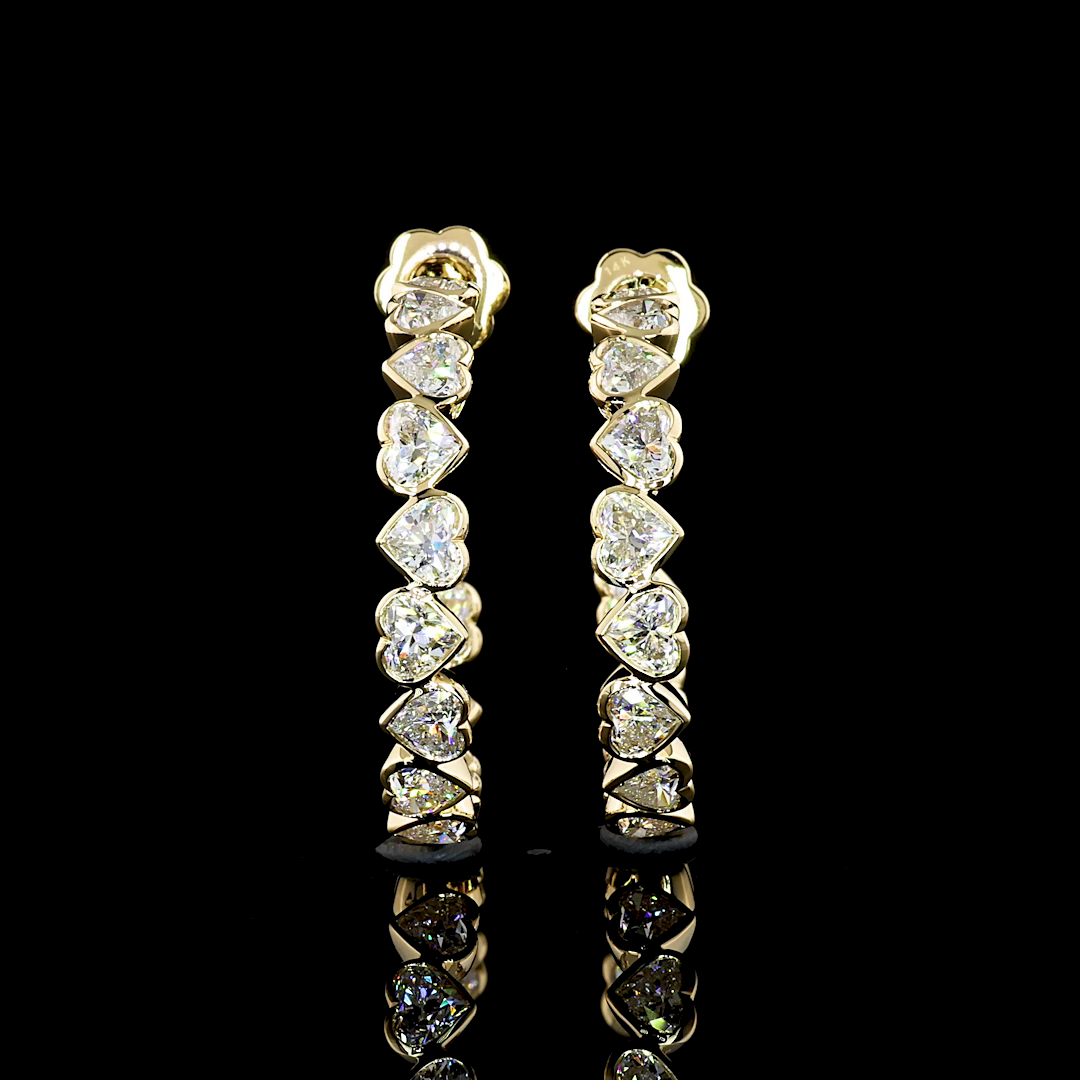 6ctw Bezel East West Heart C Hoop Earrings
