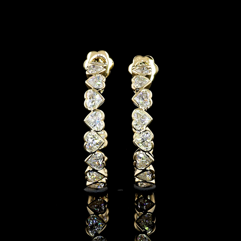 6ctw Bezel East West Heart C Hoop Earrings