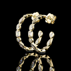 3ctw Bezel Emerald & Round C Hoop Earrings