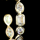 3ctw Bezel Emerald & Round C Hoop Earrings