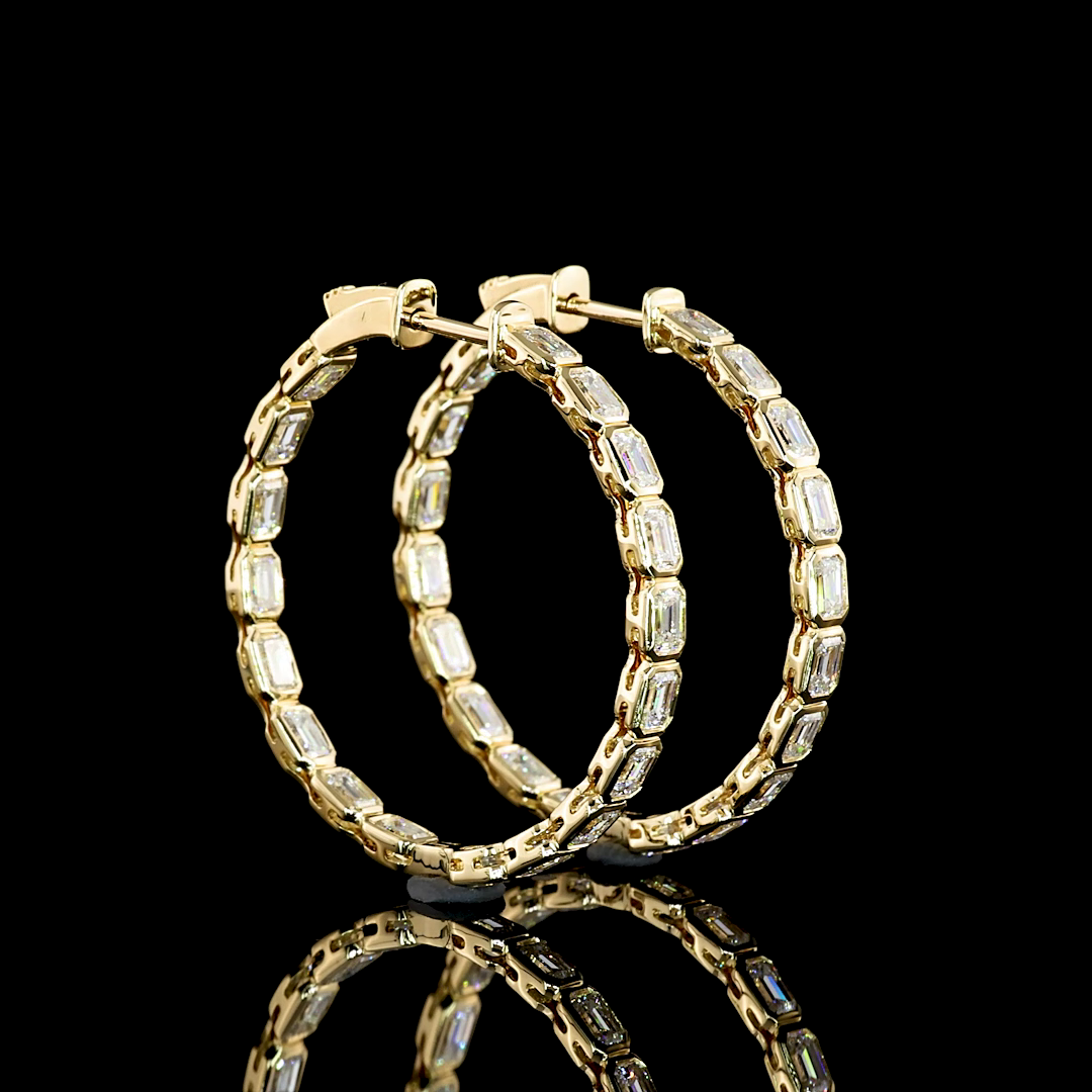 3ctw Bezel Emerald Hoop Earrings