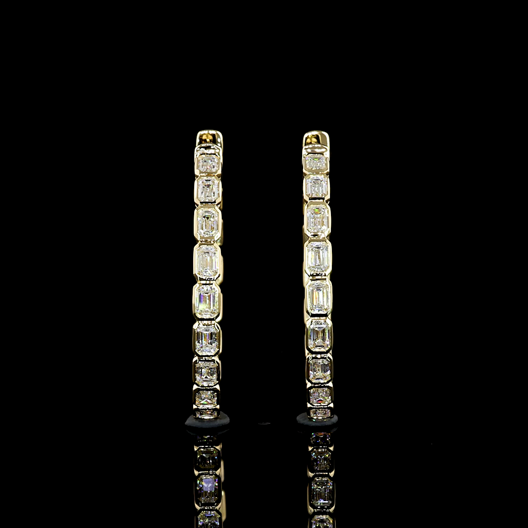 3ctw Bezel Emerald Hoop Earrings
