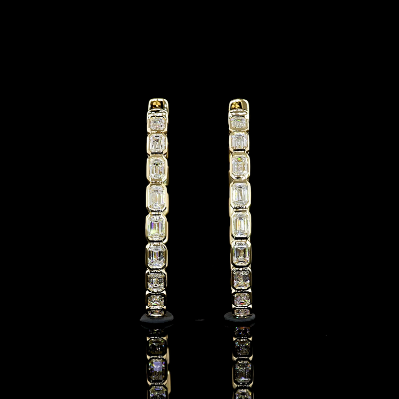 3ctw Bezel Emerald Hoop Earrings