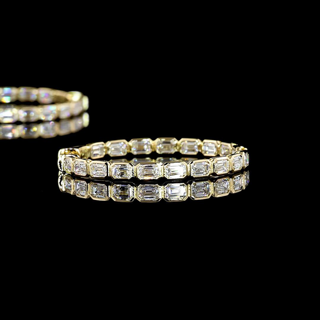 3ctw Bezel Emerald Hoop Earrings