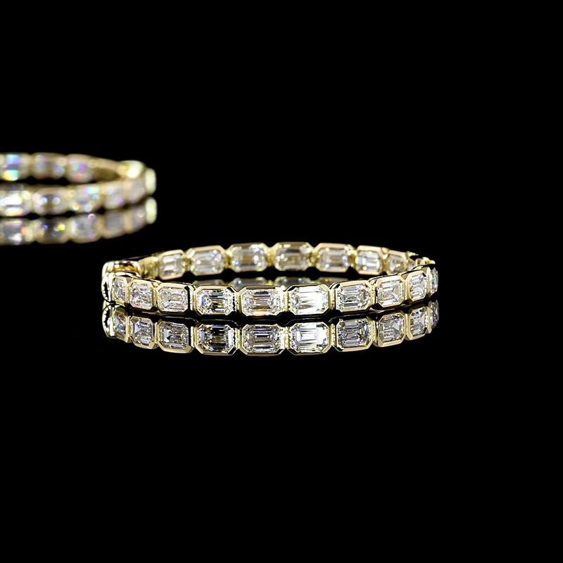 3ctw Bezel Emerald Hoop Earrings