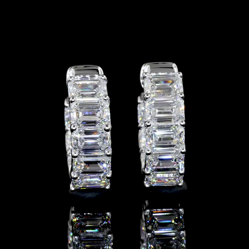 3ctw Prong Emerald Huggie Earrings