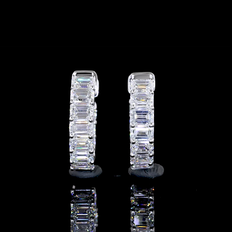 2ctw Prong Emerald Huggie Earrings