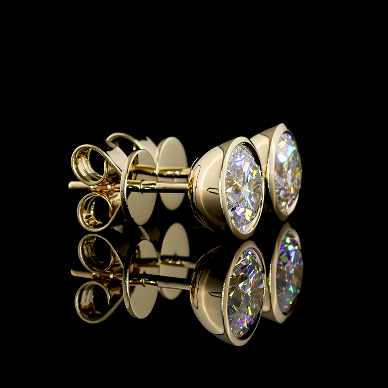 1-1/2ctw Bezel Round Stud Earrings