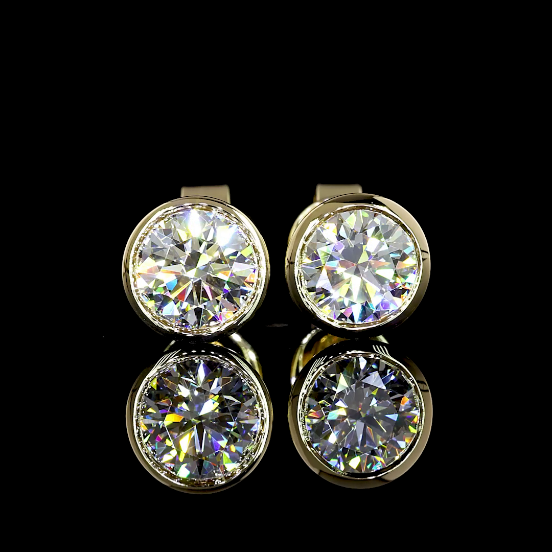 1-1/2ctw Bezel Round Stud Earrings