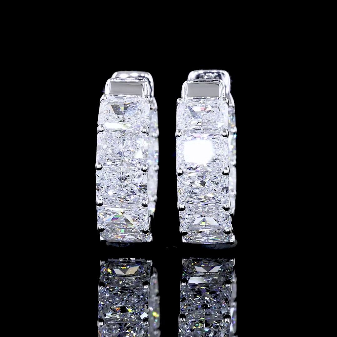 4ctw Prong Radiant Huggie Earrings