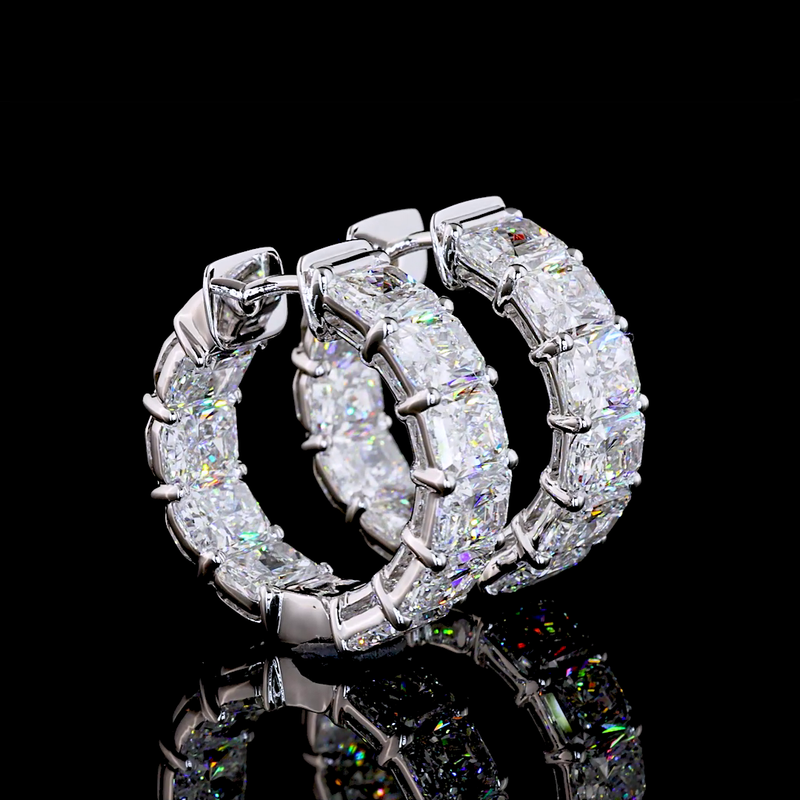 2-3/4ctw Prong Radiant Huggie Earrings
