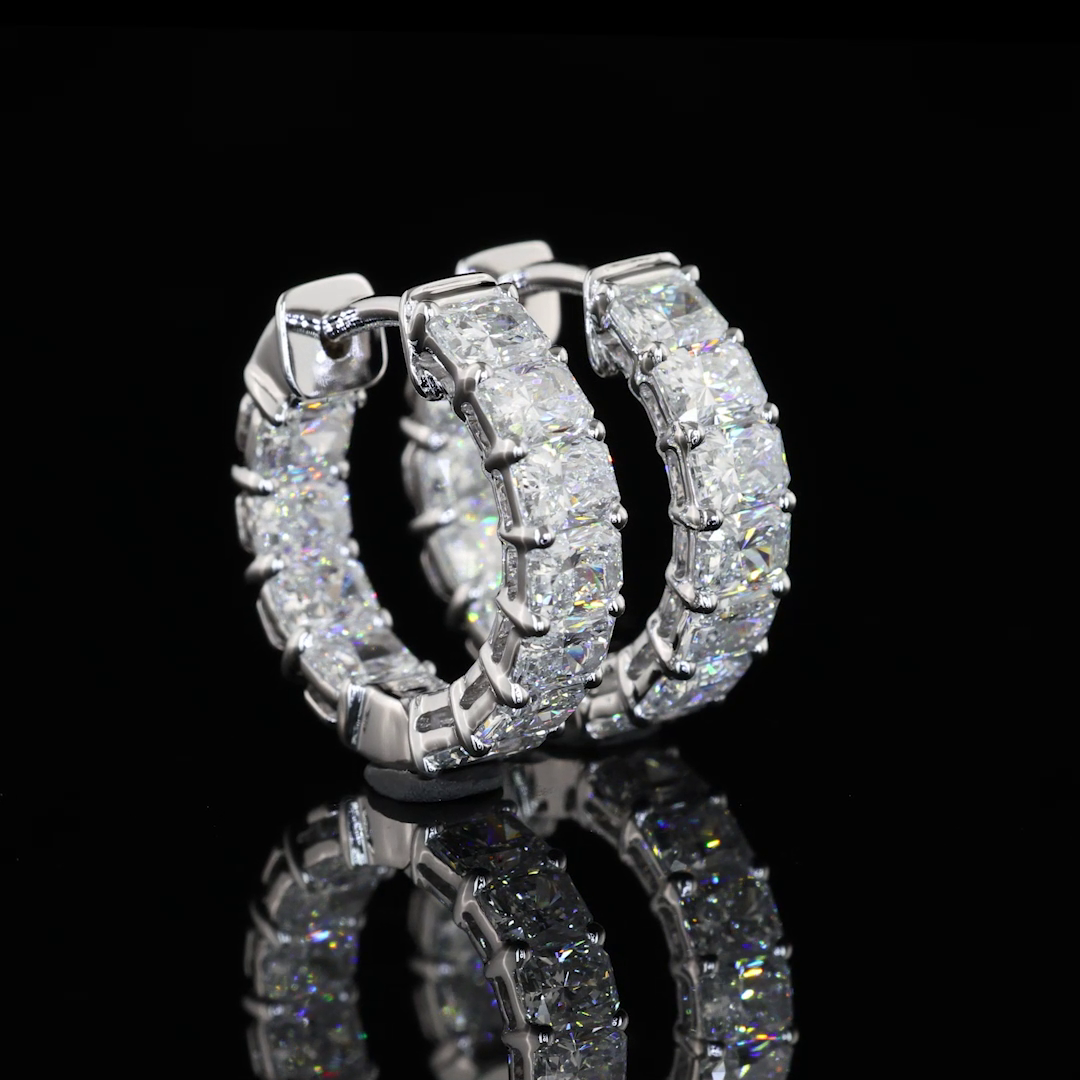 2ctw Prong Radiant Huggie Earrings