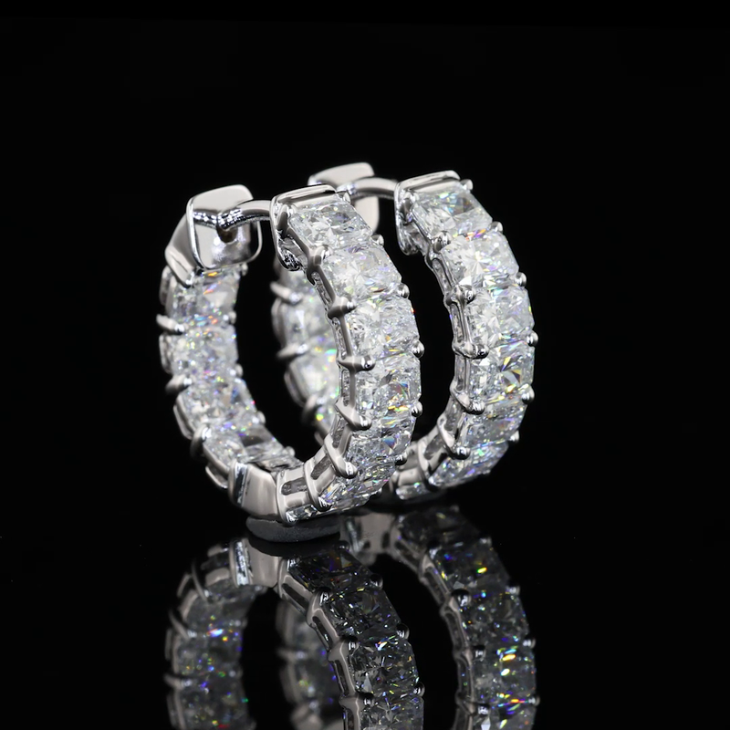 2ctw Prong Radiant Huggie Earrings