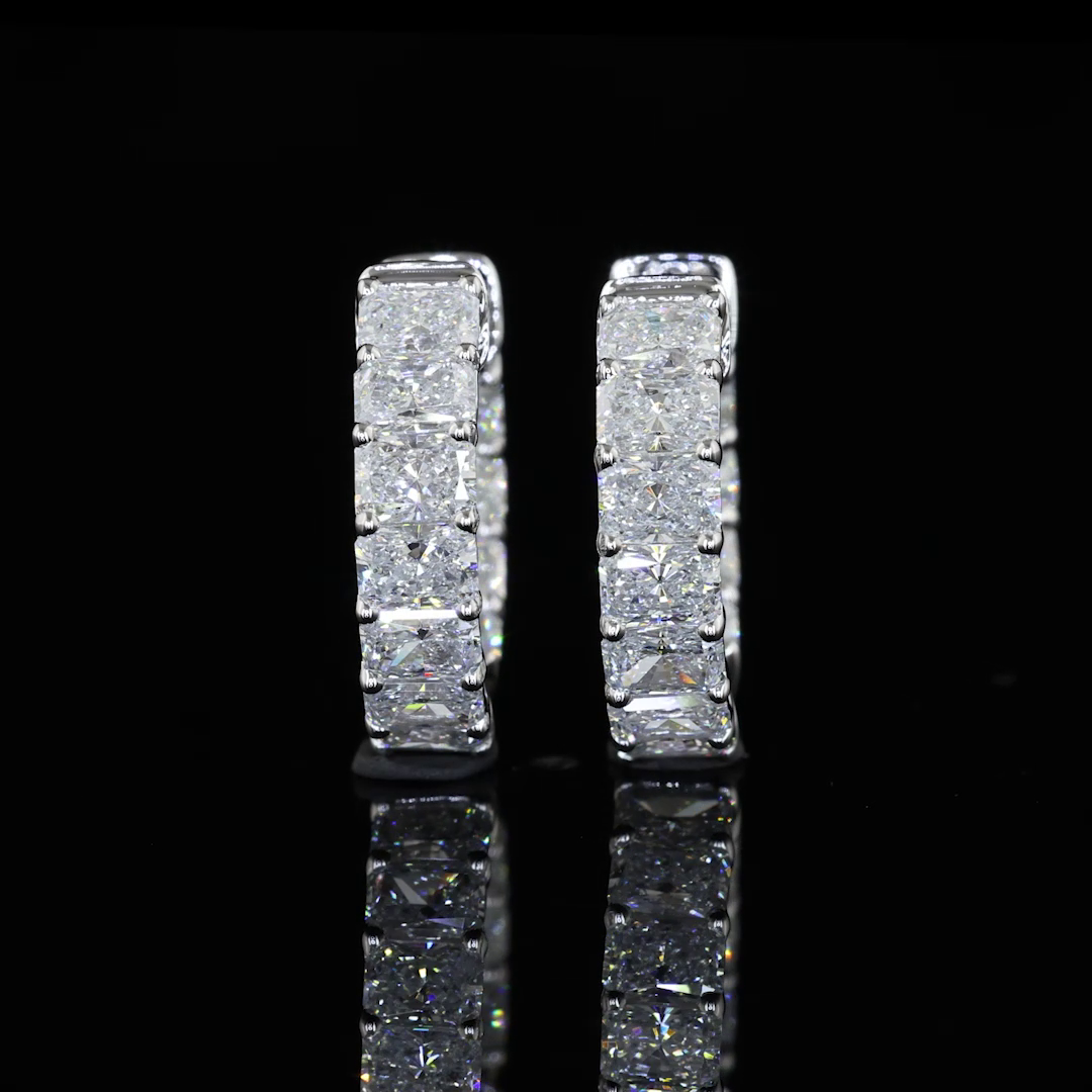 2ctw Prong Radiant Huggie Earrings