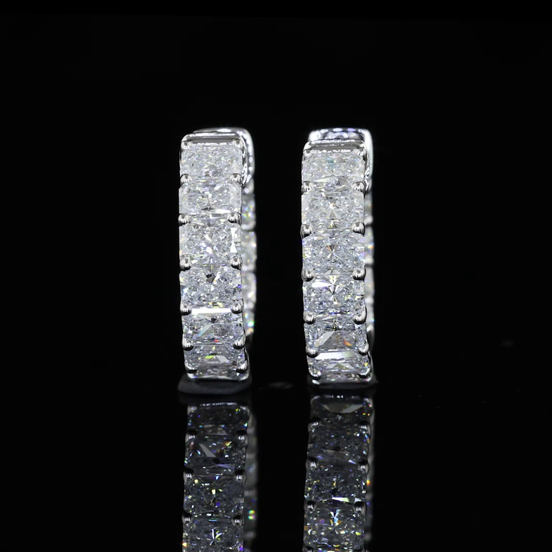 2ctw Prong Radiant Huggie Earrings