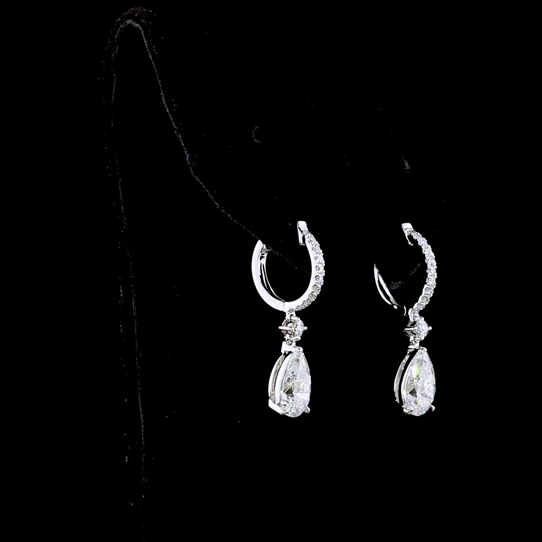 2-3/4ctw Prong East West Pear & Round Drop Earrings