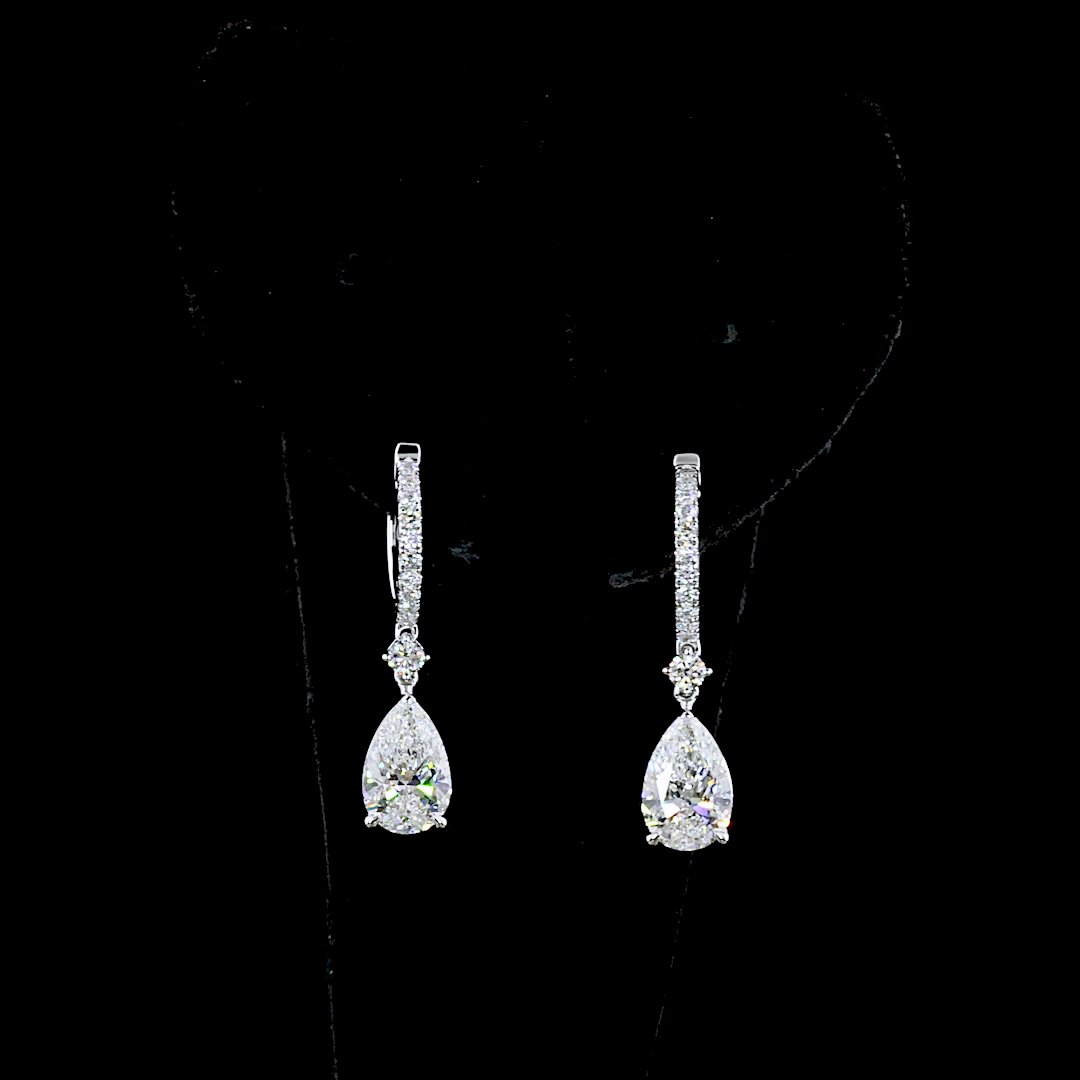 2-3/4ctw Prong East West Pear & Round Drop Earrings
