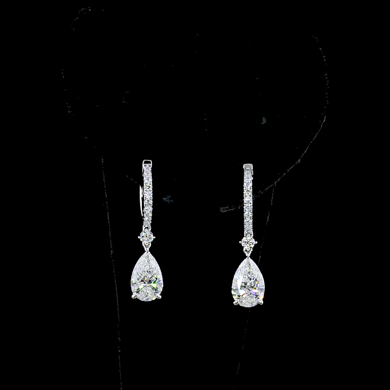 2-3/4ctw Prong East West Pear & Round Drop Earrings