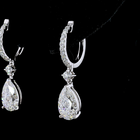 2-3/4ctw Prong East West Pear & Round Drop Earrings