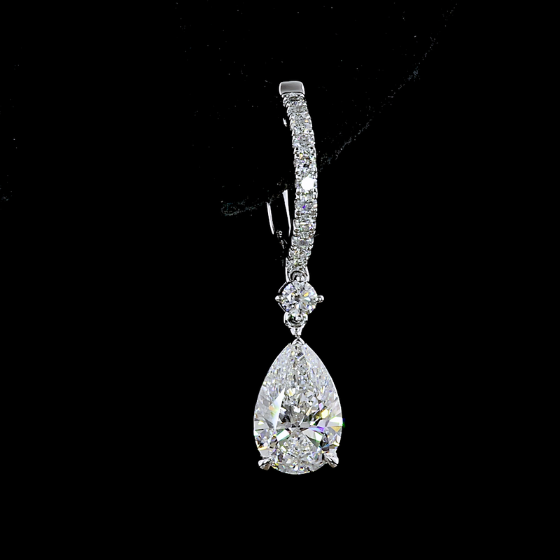 2-3/4ctw Prong East West Pear & Round Drop Earrings