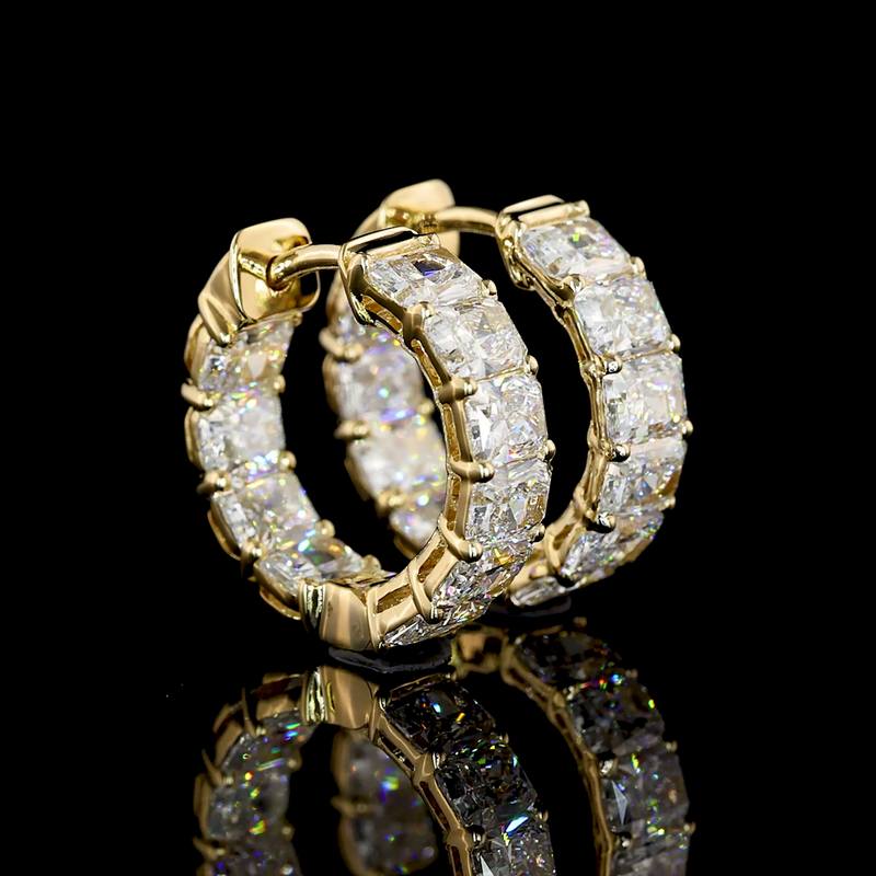 2-3/4ctw Prong Radiant Huggie Earrings