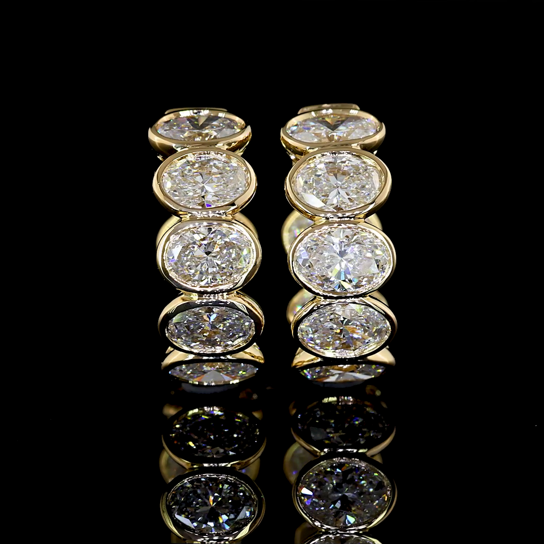 2-1/4ctw Bezel Oval Huggie Earrings