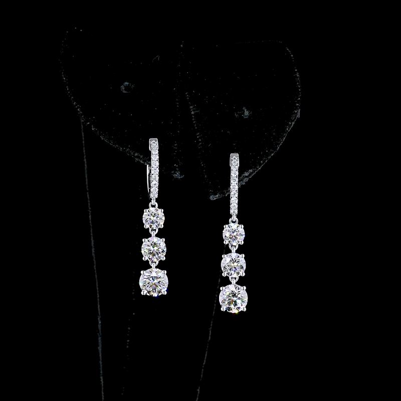 9ctw Prong Round Drop Earrings