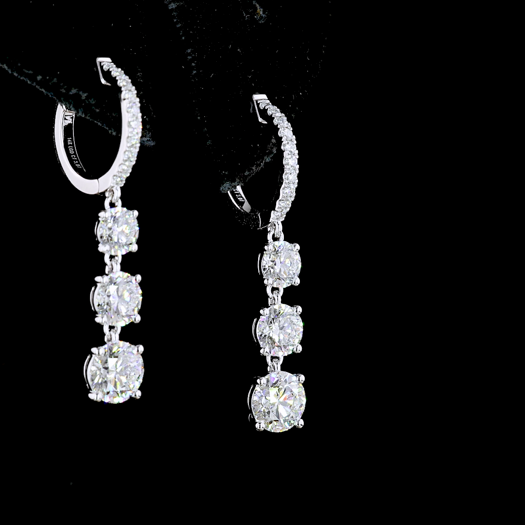 9ctw Prong Round Drop Earrings